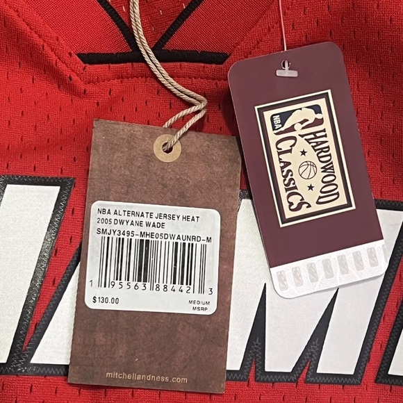 Mitchell & Ness Miami Heat Dwyane Wade Jersey Mens 2XL Authentic Red Black White - Picture 2 of 6